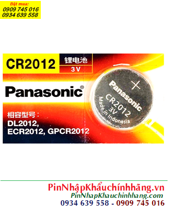 Panasonic CR2012 (20mmx1.2mm); Panasonic CR2012 lithium 3v chính hãng _Xuất xứ MIndonesia